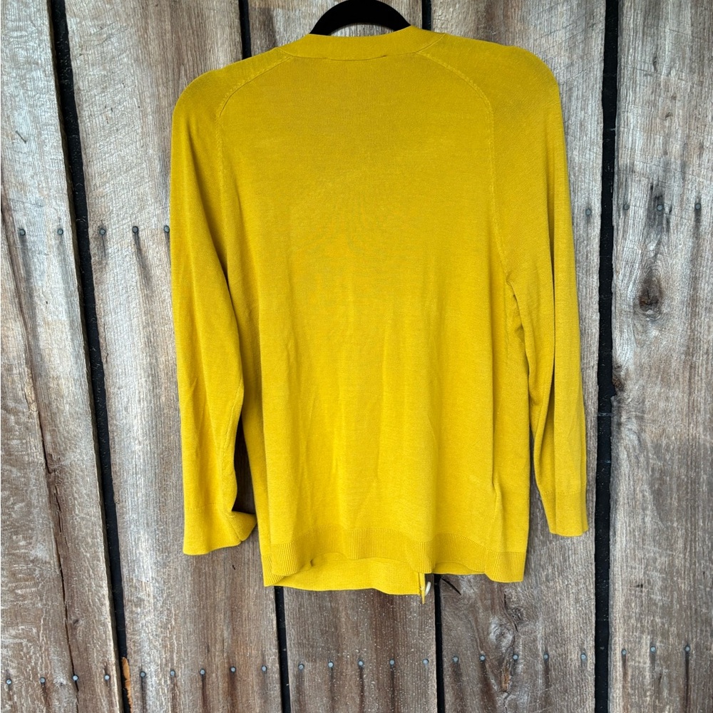 LOFT Mustard Yellow Lightweight Button Front Cardigan Sweater Size‎ L - Picture 2 of 7